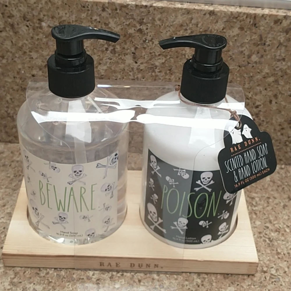 Set Rae Dunn hand soap and lotion